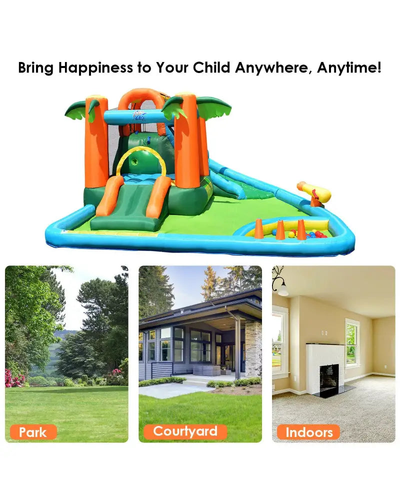 7-in-1 Inflatable Slide Bouncer with Two Slides - Inflatable Water Slides