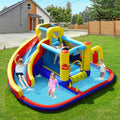 7-in-1 Inflatable Water Slide Bounce Castle with Splash Pool and Climbing Wall without Blower - Inflatable Water Slides
