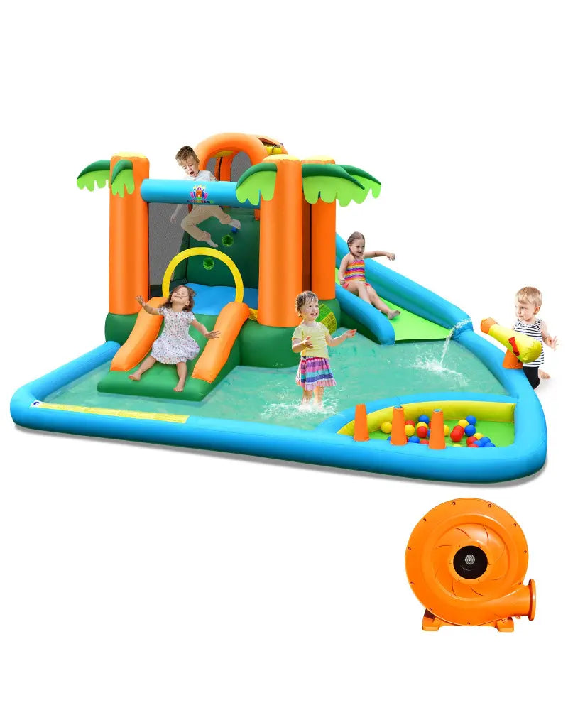 7-in-1 Inflatable Water Slide Park with 780W Blower - Inflatable Water Slides