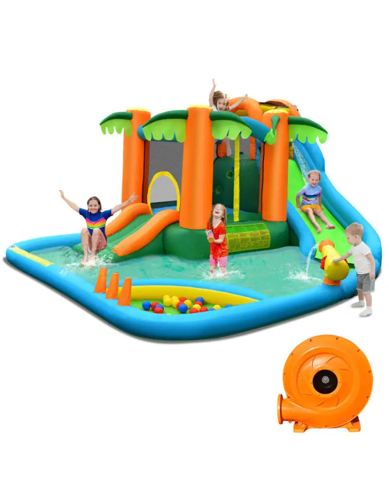 7-in-1 Inflatable Water Slide Park with 780W Blower - Inflatable Water Slides