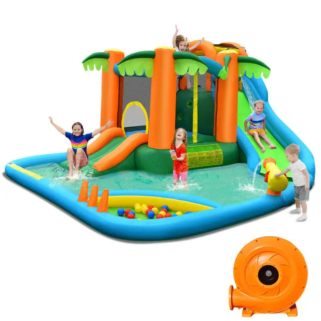 7-in-1 Inflatable Water Slide Park with 780W Blower - Inflatable Water Slides