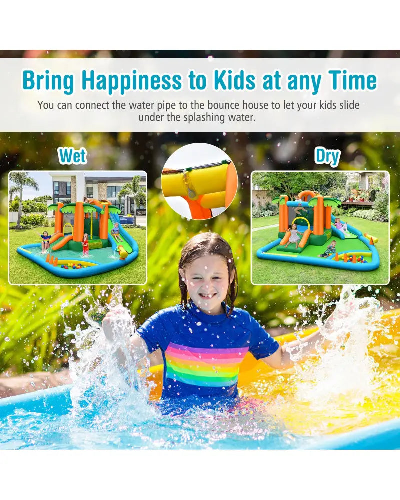 7-in-1 Inflatable Water Slide Park with 780W Blower - Inflatable Water Slides