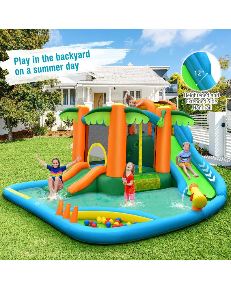 7-in-1 Inflatable Water Slide Park with 780W Blower - Inflatable Water Slides