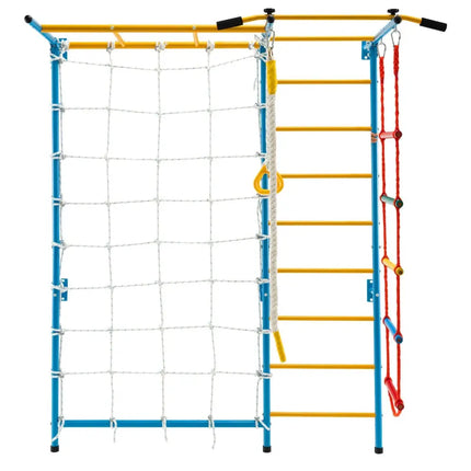 7 In 1 Kids Indoor Gym Playground Swedish Wall Ladder for Solid Wall - Yellow - Oasis Home Essentials