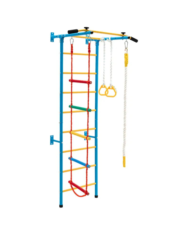 7 In 1 Kids Indoor Gym Playground Swedish Wall Ladder for Solid Wall-Yellow - Yellow - Climbers & Slides