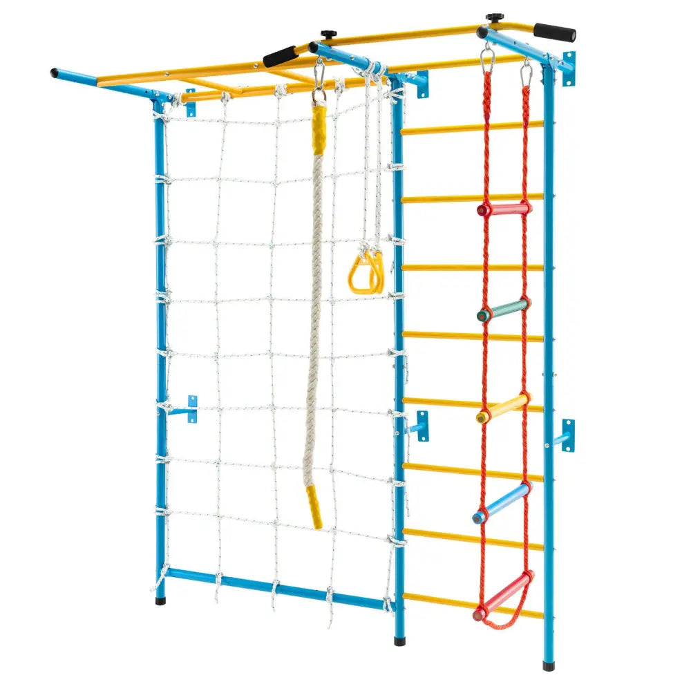 7 In 1 Kids Indoor Gym Playground Swedish Wall Ladder for Solid Wall-Yellow - Yellow - Climbers & Slides