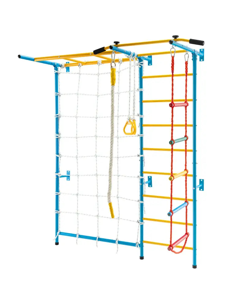 7 In 1 Kids Indoor Gym Playground Swedish Wall Ladder for Solid Wall-Yellow - Yellow - Climbers & Slides