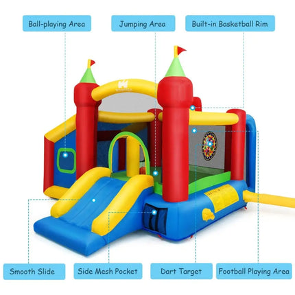 7-in-1 Kids Inflatable Bounce House with Ocean Balls and 480W Blower - Bounce House