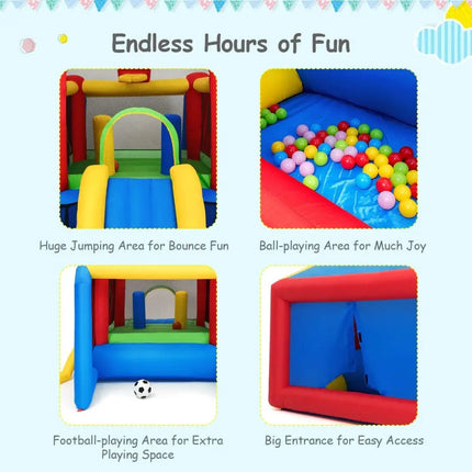 7-in-1 Kids Inflatable Bounce House with Ocean Balls and 480W Blower - Bounce House
