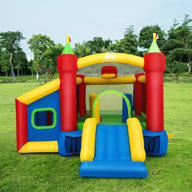 7-in-1 Kids Inflatable Bounce House with Ocean Balls and 480W Blower - Bounce House