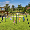 7-in-1 Stable A-shaped Outdoor Swing Set for Backyard - Blue - Swing & Playsets