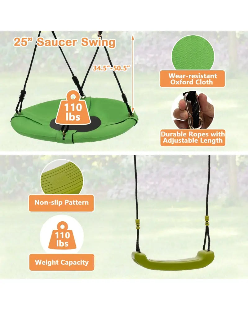 7-in-1 Stable A-shaped Outdoor Swing Set for Backyard - Blue - Swing & Playsets