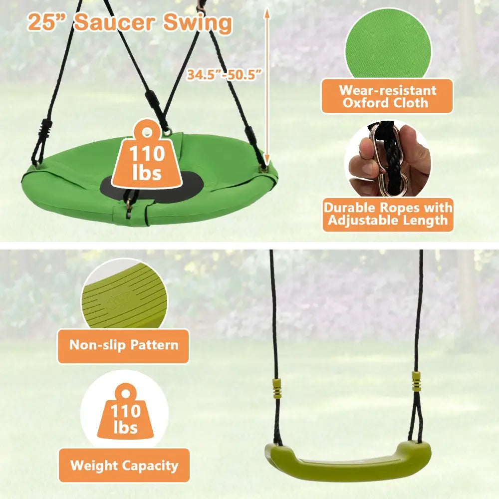 7-in-1 Stable A-shaped Outdoor Swing Set for Backyard - Blue - Swing & Playsets