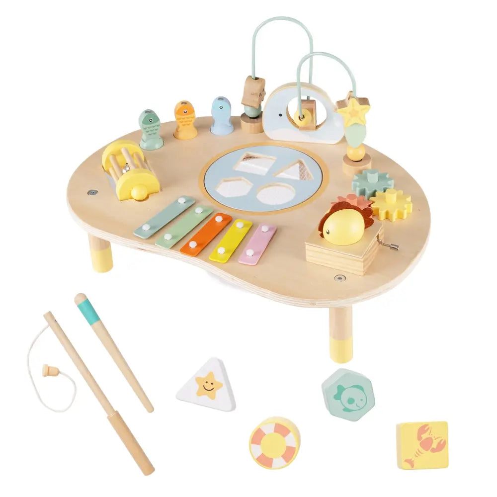 7-in-1 Toddler Activity Table Montessori Sensory Toy for 12 Month+ Wooden Musical Play Table - Learning Toys