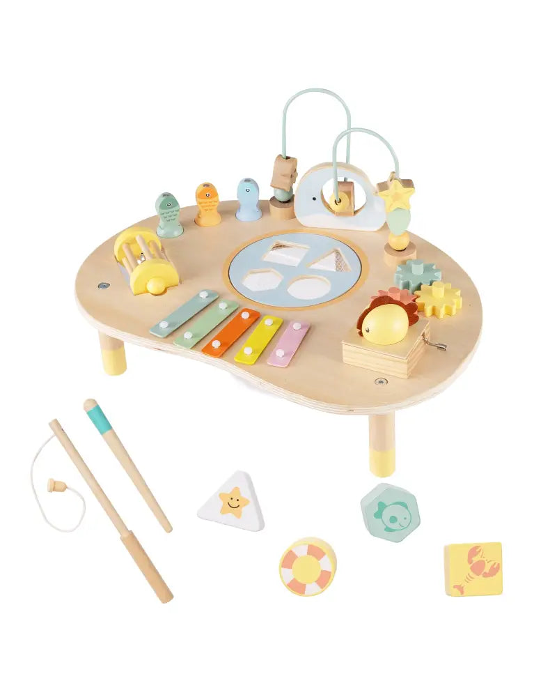 7-in-1 Toddler Activity Table Montessori Sensory Toy for 12 Month+ Wooden Musical Play Table - Learning Toys