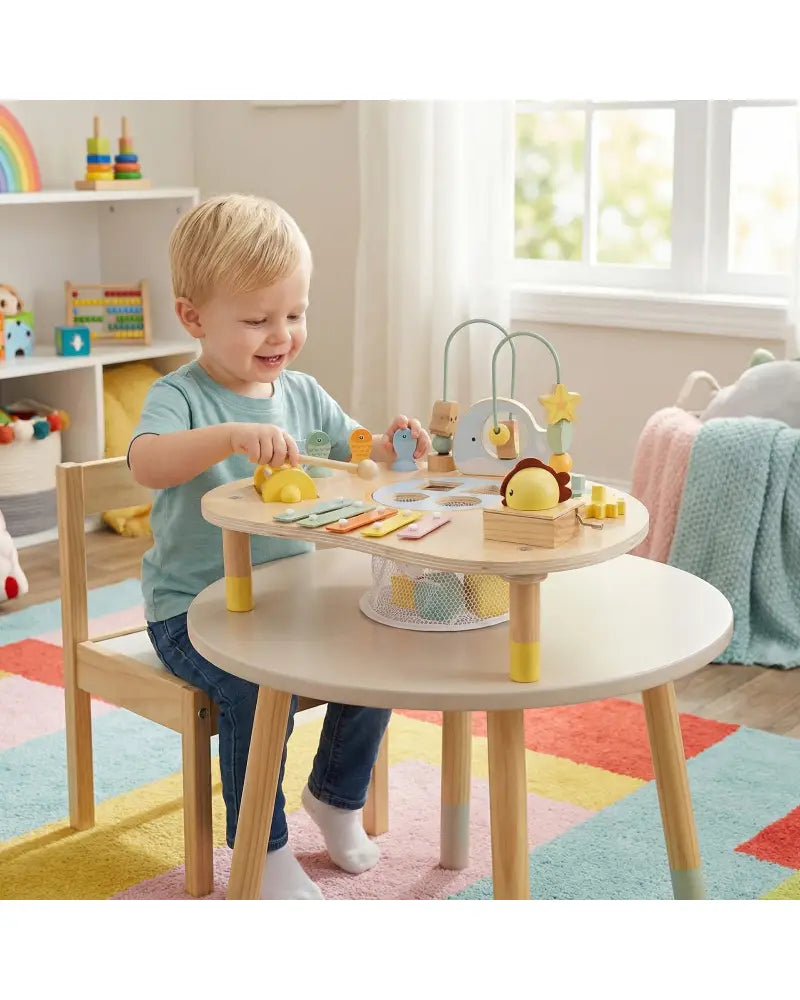 7-in-1 Toddler Activity Table Montessori Sensory Toy for 12 Month+ Wooden Musical Play Table - Learning Toys