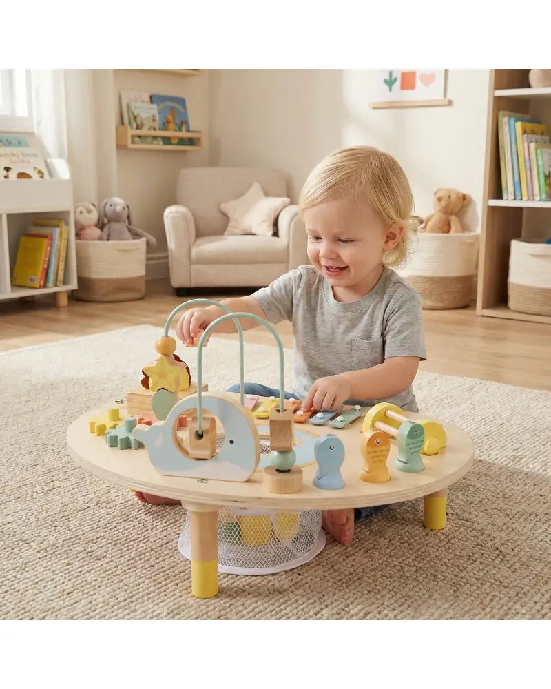 7-in-1 Toddler Activity Table Montessori Sensory Toy for 12 Month+ Wooden Musical Play Table - Learning Toys