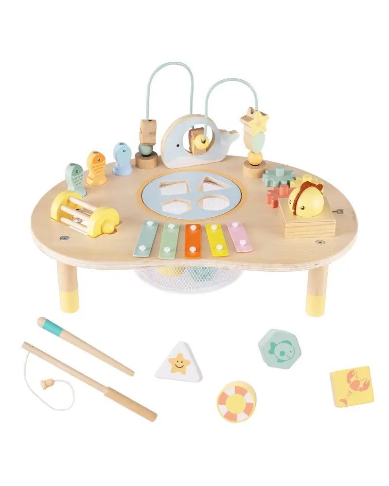 7-in-1 Toddler Activity Table Montessori Sensory Toy for 12 Month+ Wooden Musical Play Table - Learning Toys