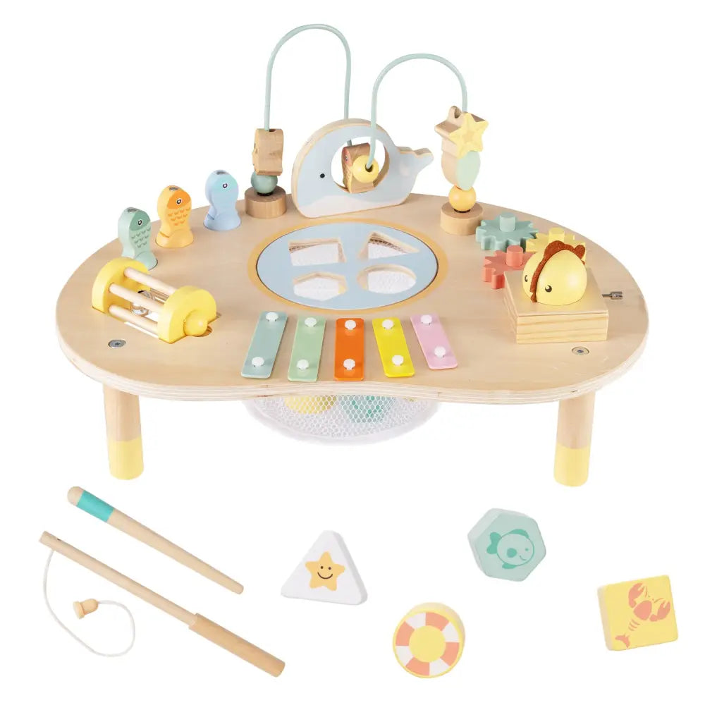 7-in-1 Toddler Activity Table Montessori Sensory Toy for 12 Month+ Wooden Musical Play Table - Learning Toys