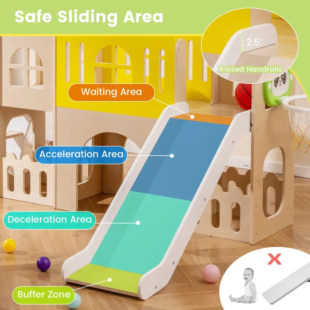 7-in-1 Toddler Slide Set for Kids with Climber and Basketball Hoop-Multicolor - Multicolor - Climbers & Slides