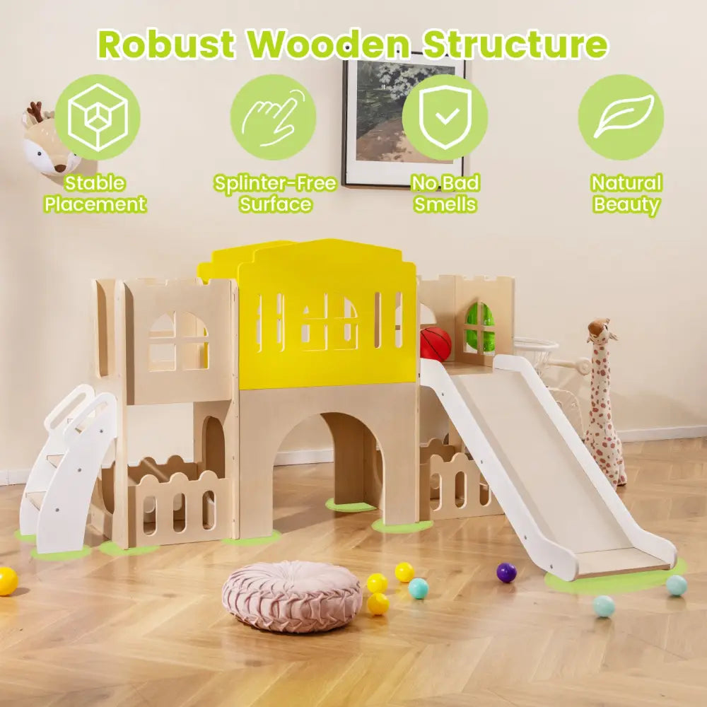 7-in-1 Toddler Slide Set for Kids with Climber and Basketball Hoop-Multicolor - Multicolor - Climbers & Slides