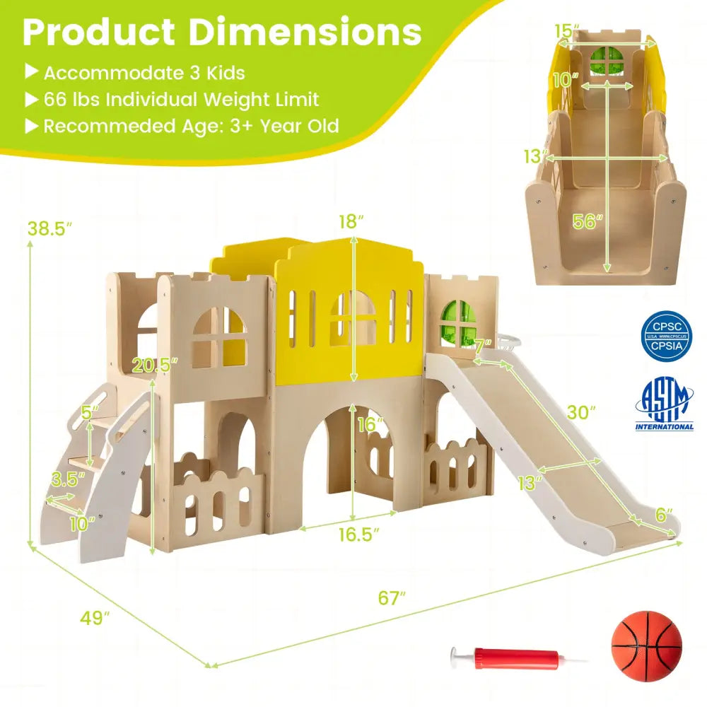 7-in-1 Toddler Slide Set for Kids with Climber and Basketball Hoop-Multicolor - Multicolor - Climbers & Slides