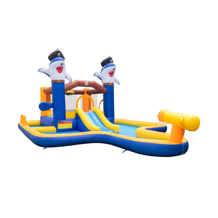 7-In-1 Water Slide Park with Splash Pool and Water Cannon with 680W Blower - Inflatable Water Slides