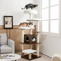 7-Layer Wooden Cat Tree Tall Cat Tower with Sisal Posts and Condo-Brown - Brown - Cat Trees Condos & Scratchers