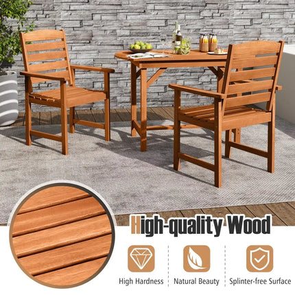 7 Pcs Outdoor Dining Set Teak Oil Finish Slatted Rectangular Dining Table and 6 Armchairs - Natural - Patio