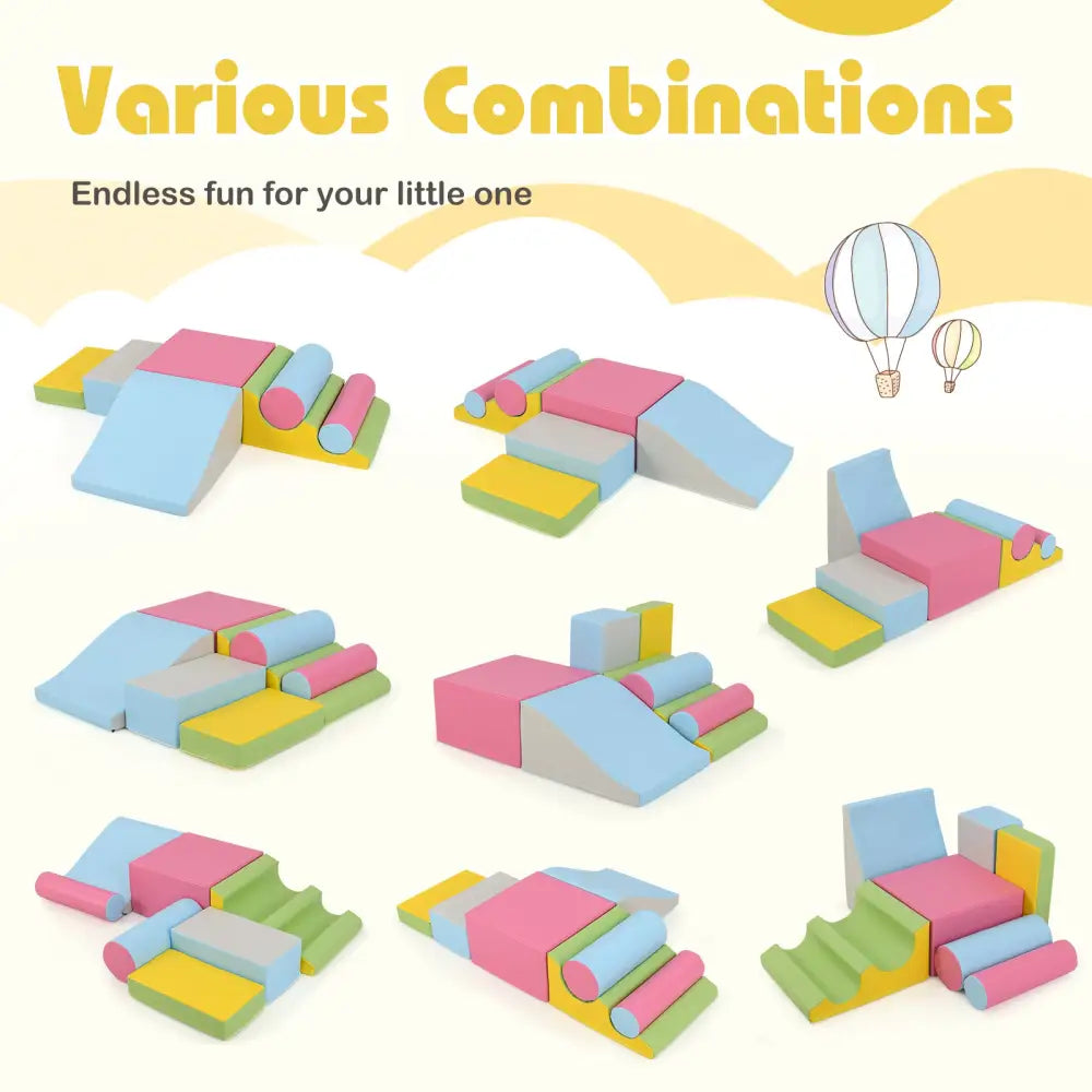 7-Piece Foam Blocks for Toddlers Soft Climbing Toys Indoor Play for Babies-Pink - Pink - Climbers & Slides
