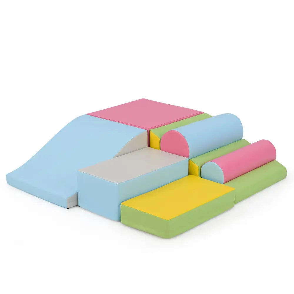 7-Piece Foam Blocks for Toddlers Soft Climbing Toys Indoor Play for Babies-Pink - Pink - Climbers & Slides
