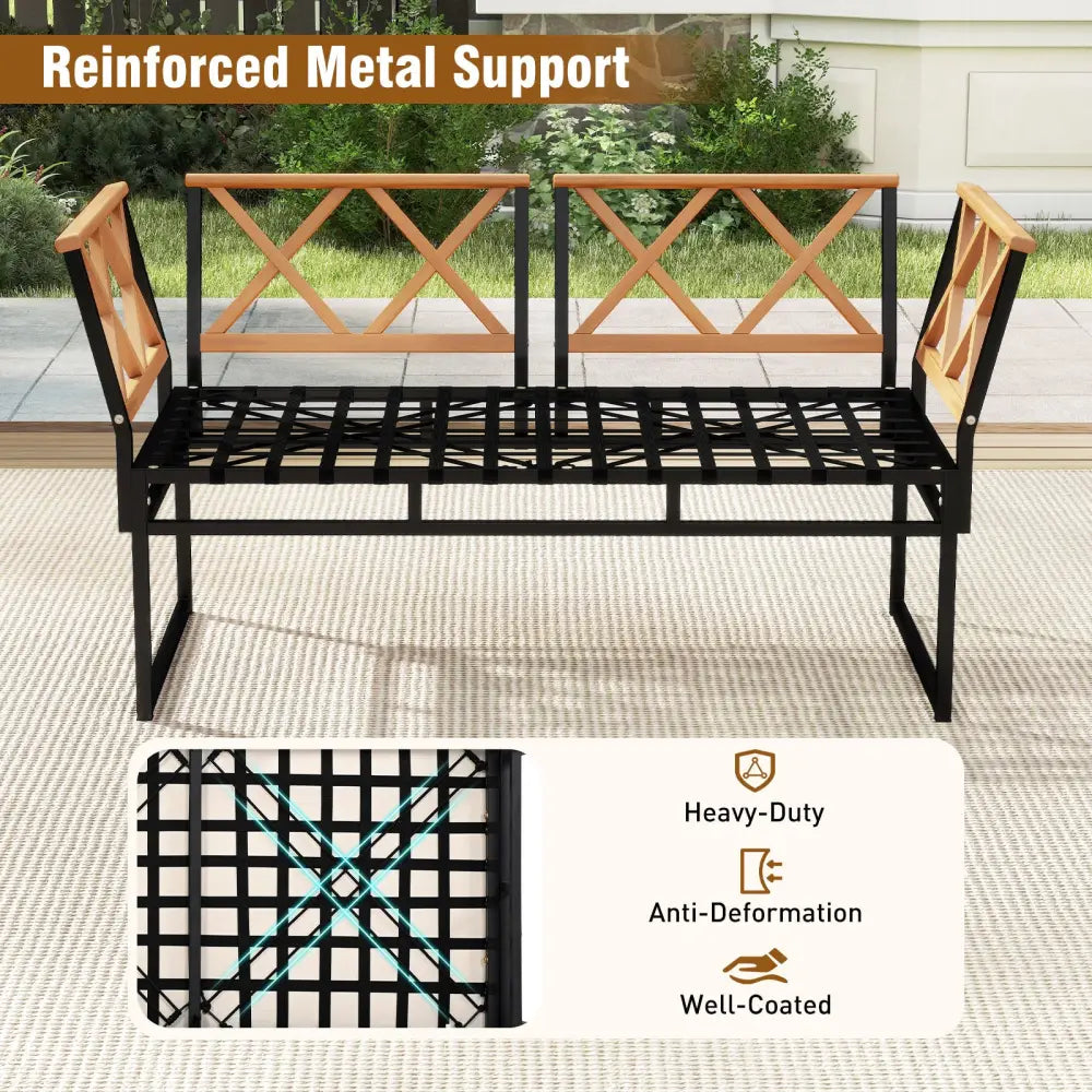 7 Piece Outdoor Conversation Set with Cushions and Bungee Rope Seat-Beige - Beige - Patio Conversation Sets