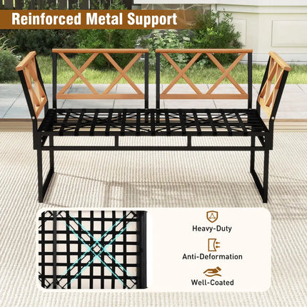 7 Piece Outdoor Conversation Set with Cushions and Bungee Rope Seat-Beige - Beige - Patio Conversation Sets