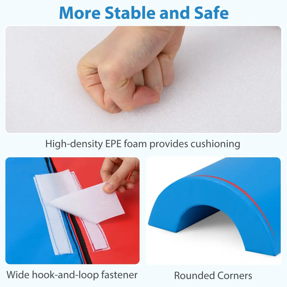 7-Piece Soft Foam Toddler Climbing Blocks Set PU Leather for 1+ Year Old-Blue - Blue - Climbers & Slides