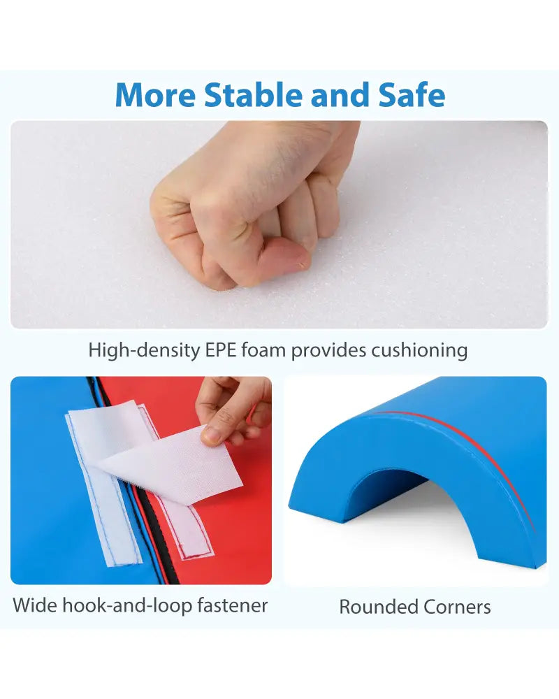 7-Piece Soft Foam Toddler Climbing Blocks Set PU Leather for 1+ Year Old-Blue - Blue - Climbers & Slides