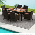 7 Pieces Garden Dining Patio Rattan Set with Cushions for Backyard - Brown - Patio Dining Sets