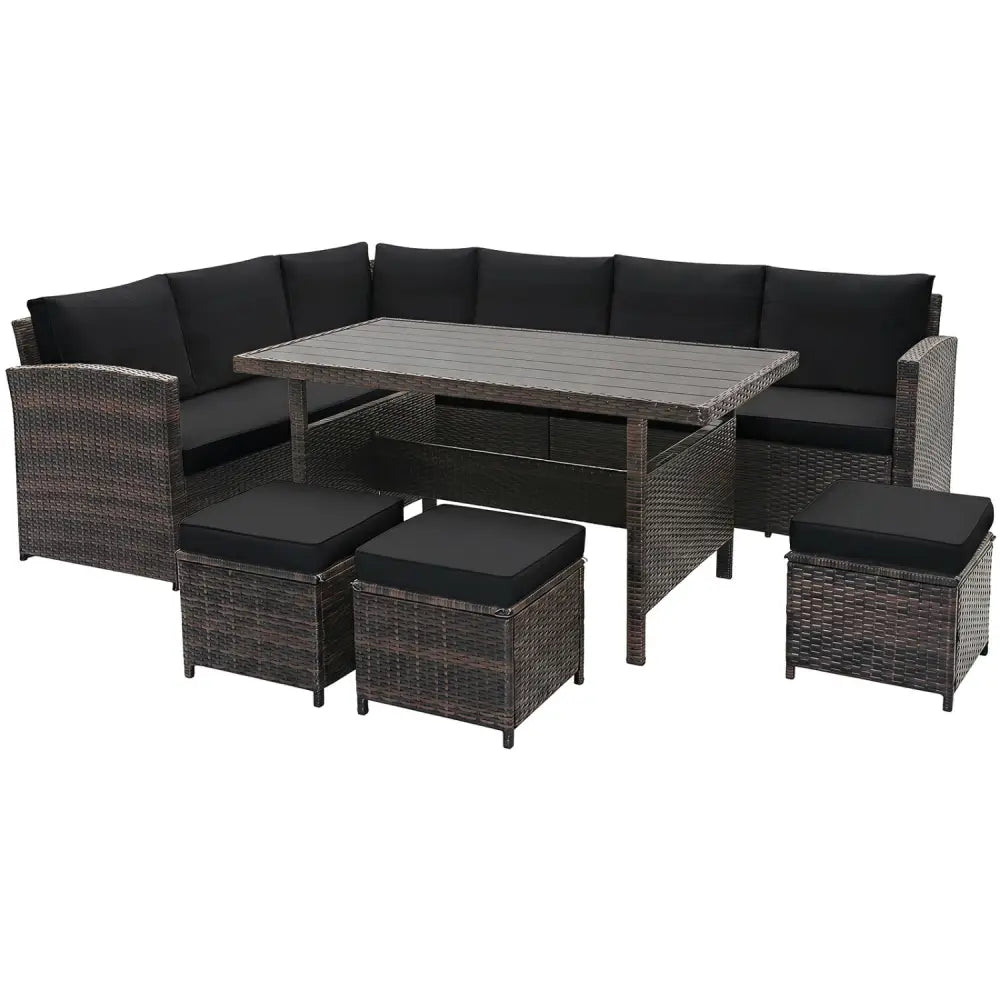 7 Pieces Hand-woven Cozy Wicker Patio Furniture Set-Black - Black - Patio Furniture Sets