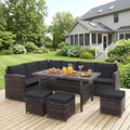 7 Pieces Hand-woven Cozy Wicker Patio Furniture Set-Black - Black - Patio Furniture Sets