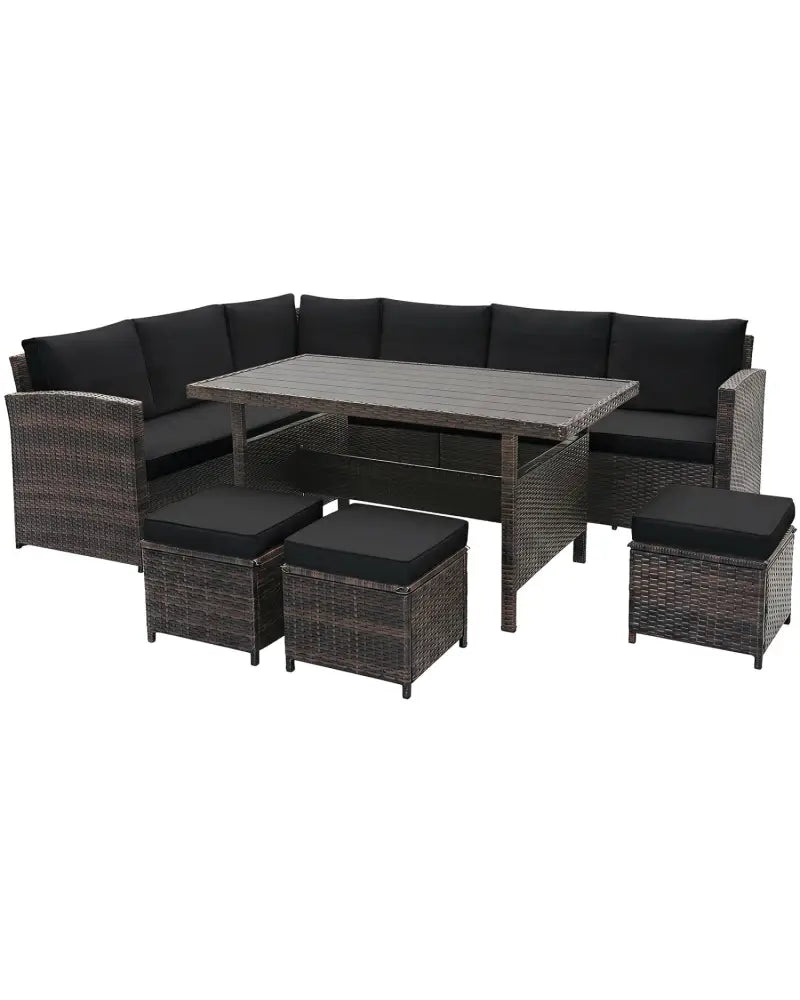 7 Pieces Hand-woven Cozy Wicker Patio Furniture Set-Black - Black - Patio Furniture Sets
