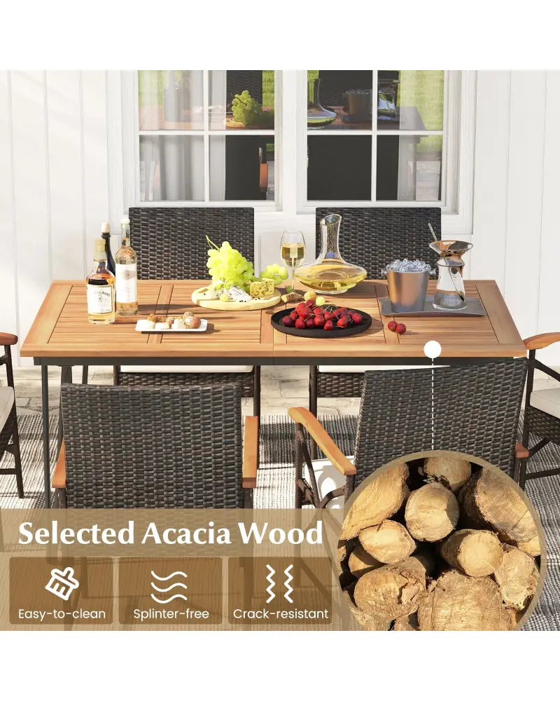 7 Pieces Outdoor Dining Furniture Set for Porch Backyard Garden Poolside - Patio Conversation Sets