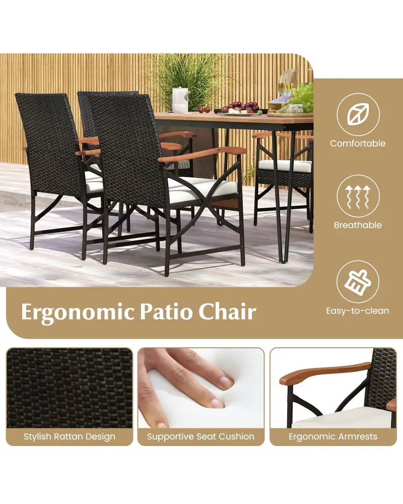 7 Pieces Outdoor Dining Furniture Set for Porch Backyard Garden Poolside - Patio Conversation Sets