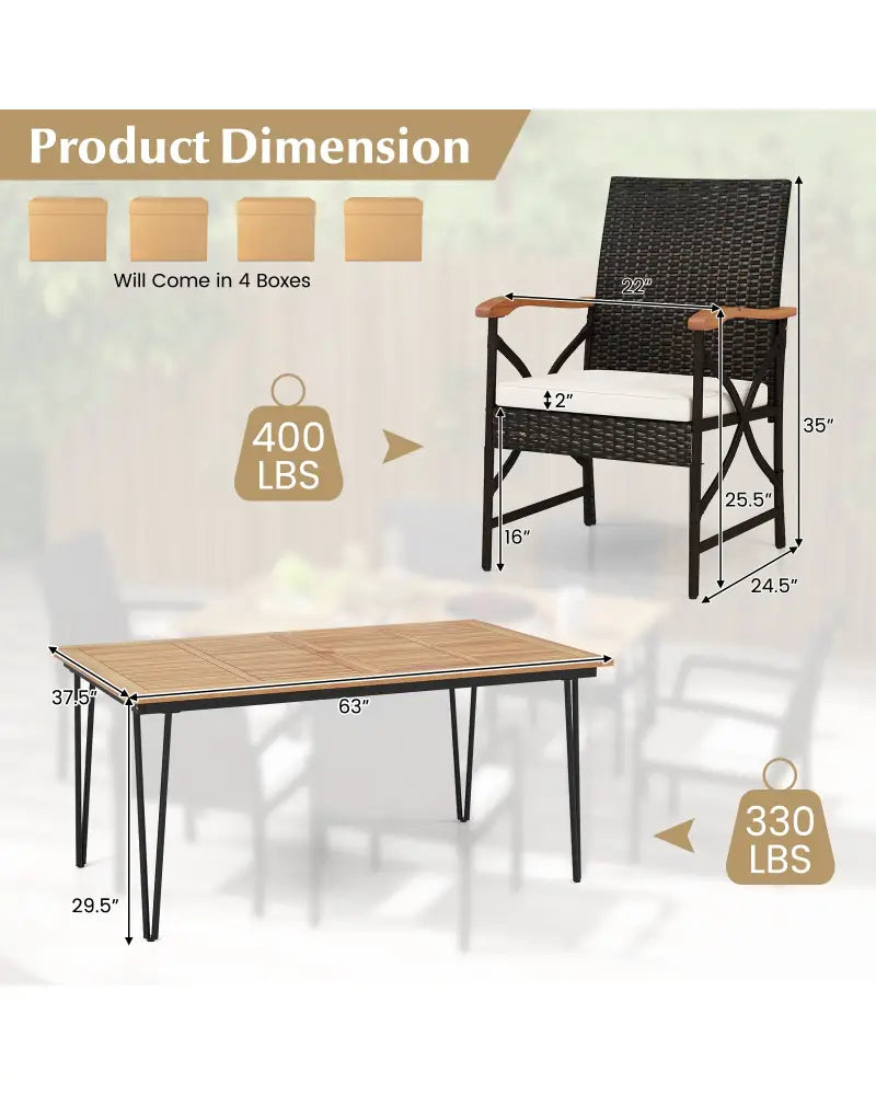 7 Pieces Outdoor Dining Furniture Set for Porch Backyard Garden Poolside - Patio Conversation Sets