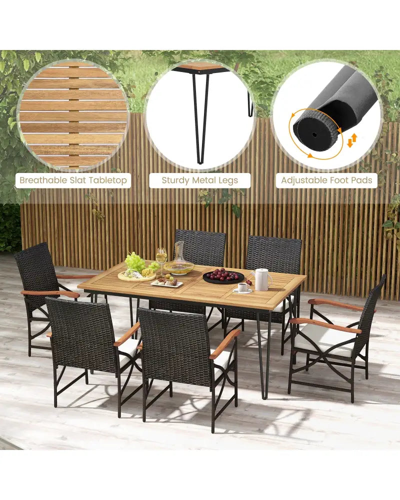 7 Pieces Outdoor Dining Furniture Set for Porch Backyard Garden Poolside - Patio Conversation Sets