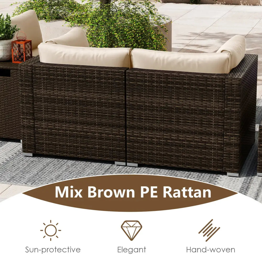 7 Pieces Outdoor Furniture Set with 32 Inch Fire Pit Table and Propane Tank Cover-White - White - Patio Furniture Sets
