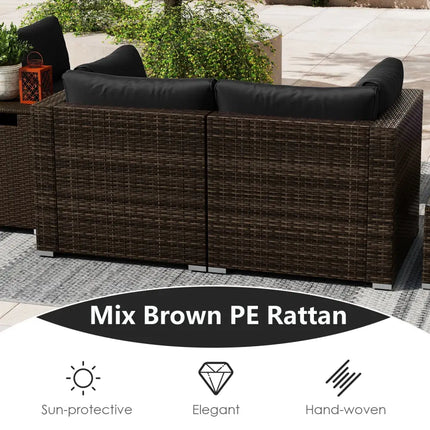 7 Pieces Outdoor Furniture Set with 32 Inch Fire Pit Table and Propane Tank Cover-Black - Black - Patio Furniture Sets