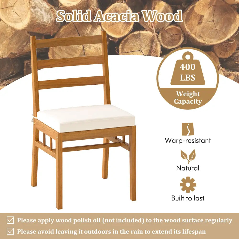 7 Pieces Patio Acacia Wood Dining Set Outdoor Rectangular Table and Chairs Set - Patio Dining Sets