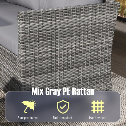 7 Pieces Patio Dining Furniture Set with Soft Cushions and Ottomans-Gray - Gray - Patio Dining Sets