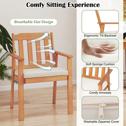 7 Pieces Patio Dining Table Set 63â€ Rectangle Table and 6 Acacia Wood Armchairs - Patio Dining Sets