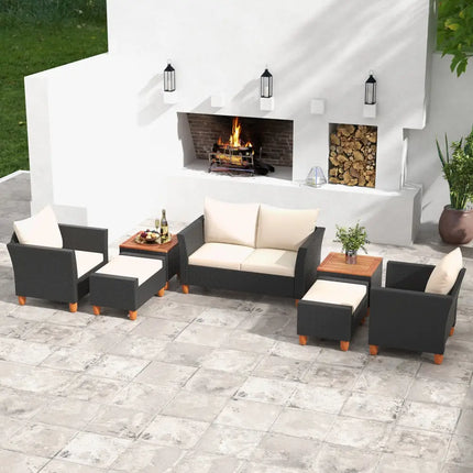 7 Pieces Patio Furniture PE Rattan Sectional Sofa Set with Armchairs and Table-white - White - Patio Conversation Sets