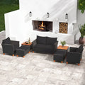 7 Pieces Patio Furniture PE Rattan Sectional Sofa Set with Armchairs and Table-Black - Black - Patio Conversation Sets